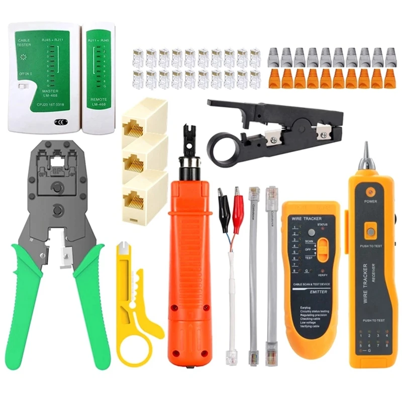 

Retail LAN Network Repair Tool Kit Tester RJ45 CAT5 Crimping Pliers Portable Cable Tester Wire Tracker Line Maintenance Tool