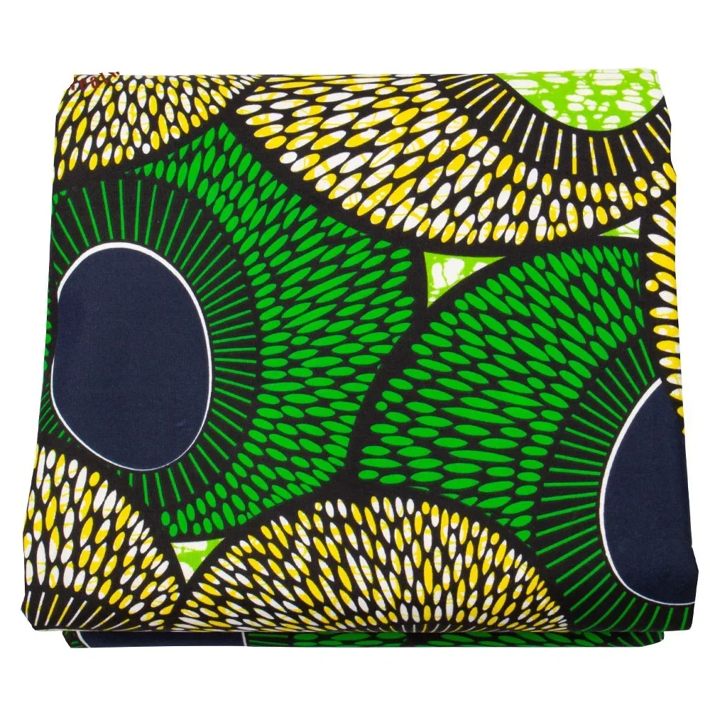 Африканская зеленая ткань с геометрическим принтом из Анкары воском для платья