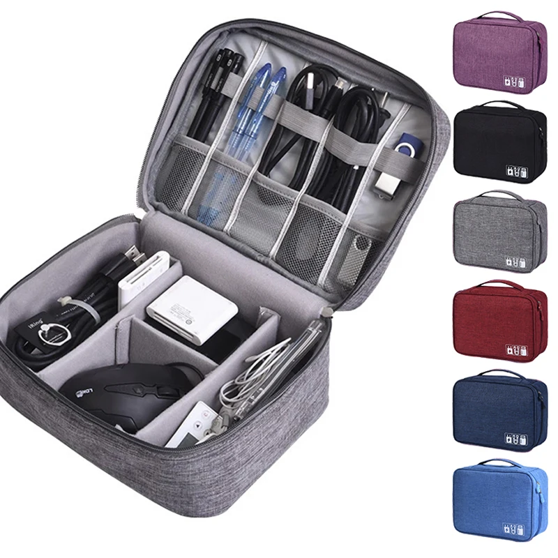 Travel Cable Organizer Bag Electronic Storage Bag Carrying Case Portable Digital USB Gadget Organizer Cationic Polyester Bag