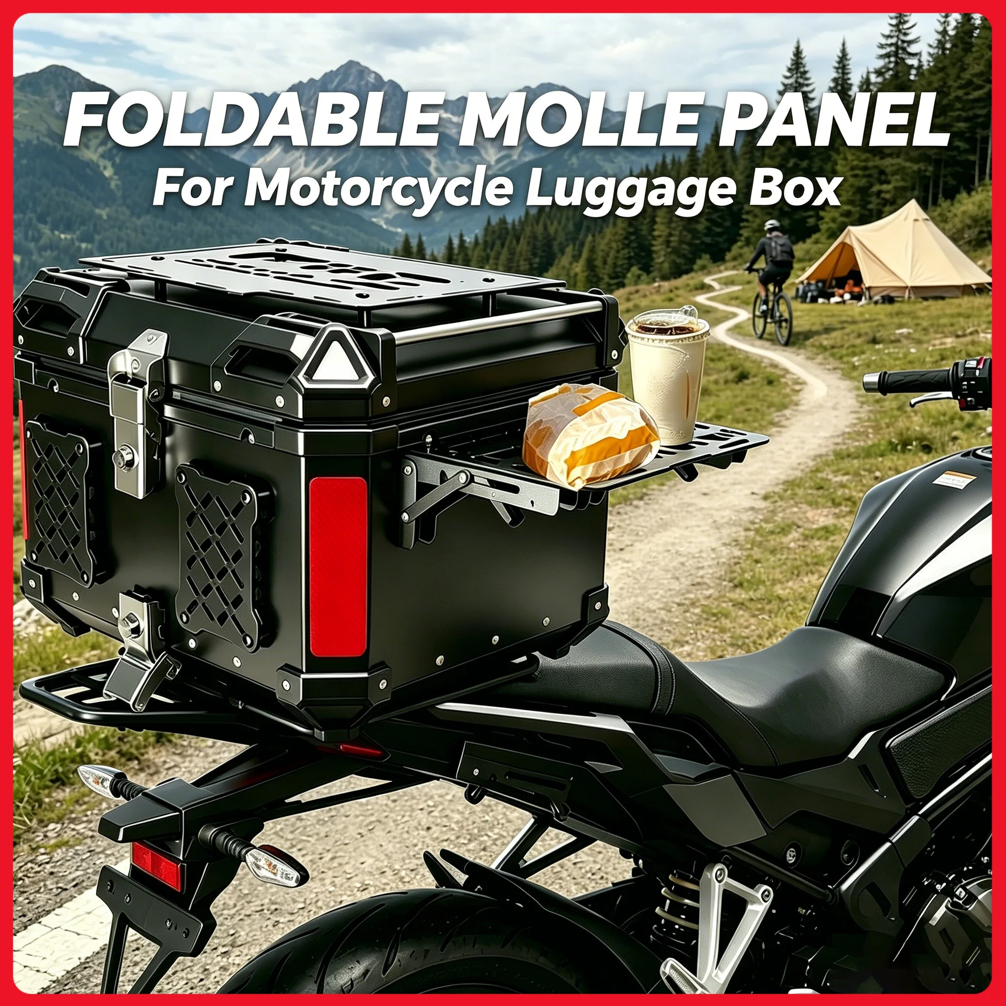Фото Складная тактическая панель Molle для мотоциклетного кофра: универсальный верхний багажник, быстросъемный модульный органайзер для хранения №1