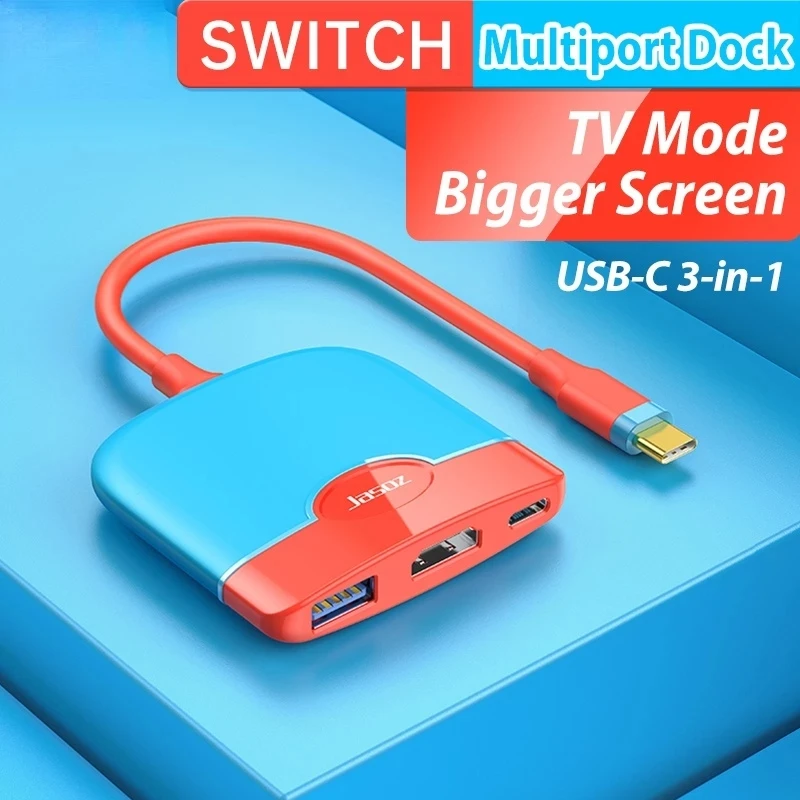 

Расширительная док-станция USB C Type-C «Три в одном», красный и синий переключатель, специальная Расширительная док-станция Nintendo, портативная б...