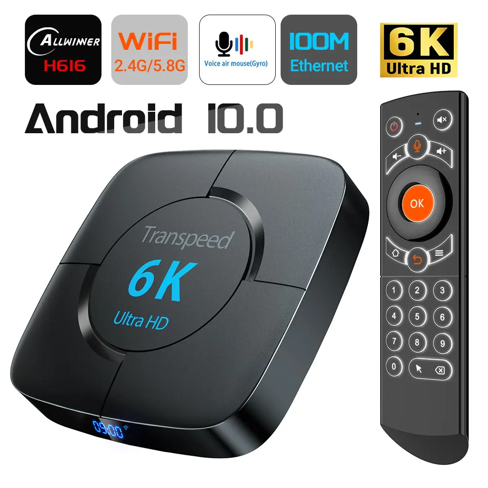 ТВ-приставка 6K Android 10.0 Dual wifi Allwinner H616 Blacklight голосовой помощник 3D 64 ГБ 32 медиаплеер