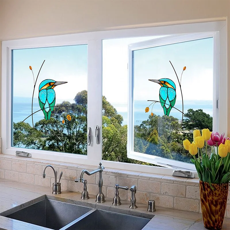 

Kawaii Birds Wall Stickers Home Decoration Accessories Stained Animal Window Sticker Living Room Mural Bedroom Wallpaper Decor