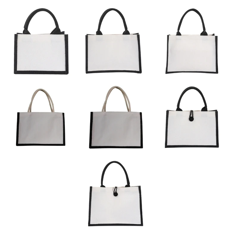 

GD5F 2023 New Casual Handbag Fashion Leisure Burlap Patchwork Tote Bag Large Capacity