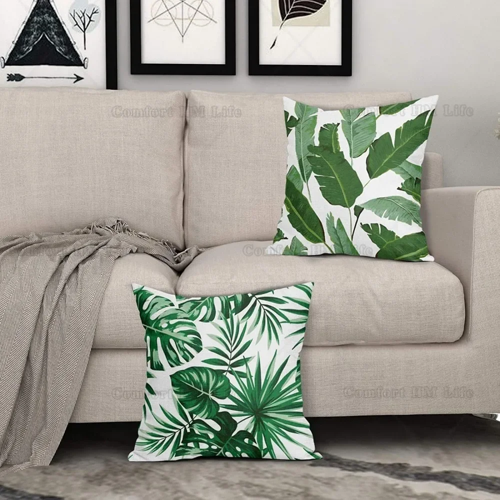 Набор Чехлов На Подушки С Тропическими Пальмовыми Листьями