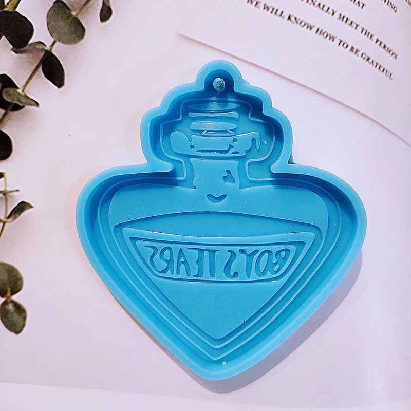 

N1HE Bottle Keychain Silicone Mold with Hole Keyring Pendant Handmade Mold Valentine's Day Birthday Gift Jewelry