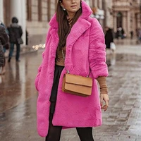 big size thick fur long coat women 2022 winter warm loose plush soft fluffy outerwear pure color long sleeve faux fur overcoats