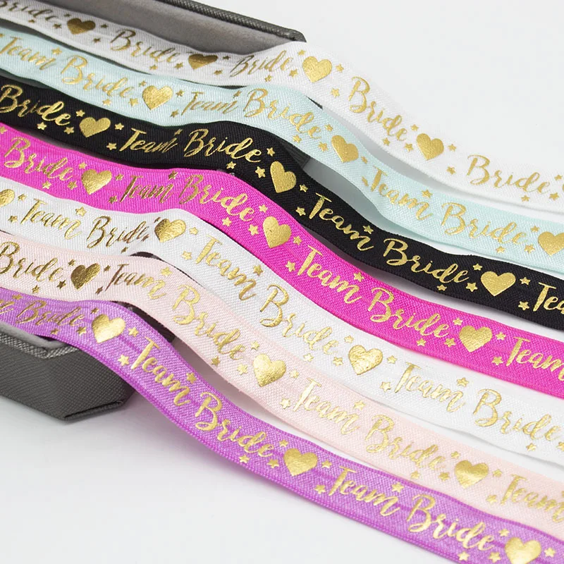 100 ярдов 5/8 дюйма 16 мм Золотая фольга для команды невесты с надписью сердечки