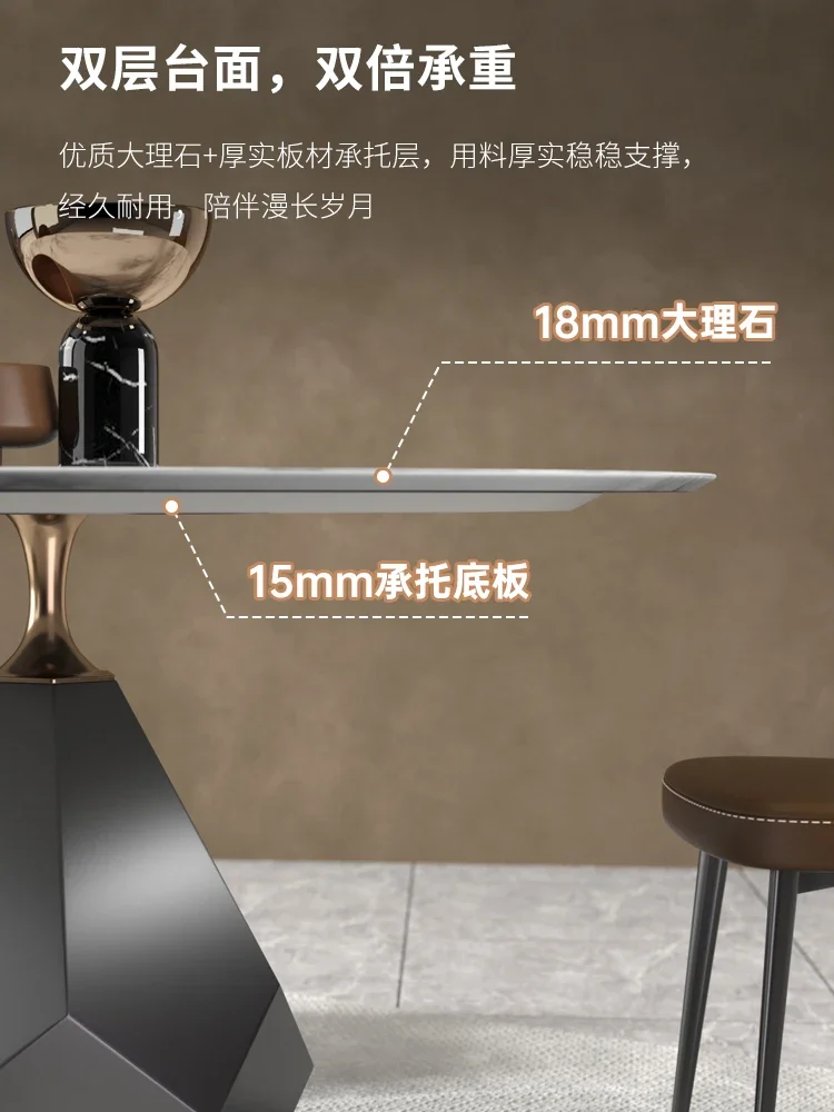 Круглый обеденный стол из итальянского мрамора простой бытовой дизайнерский