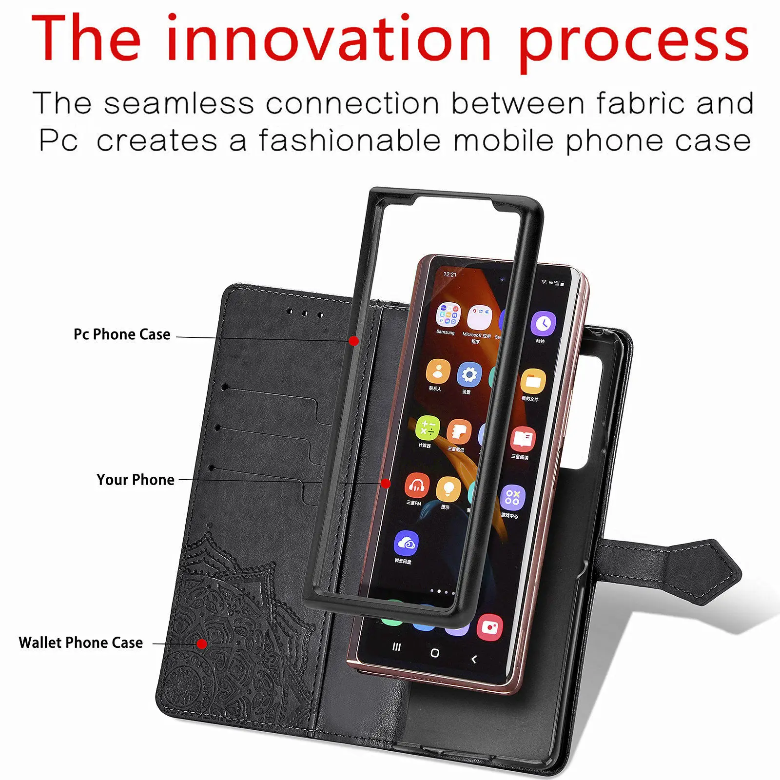 Кожаный чехол для Samsung Galaxy Z Fold 4 Prime 3D рельефный Чехол-бумажник с цветком на fold 3