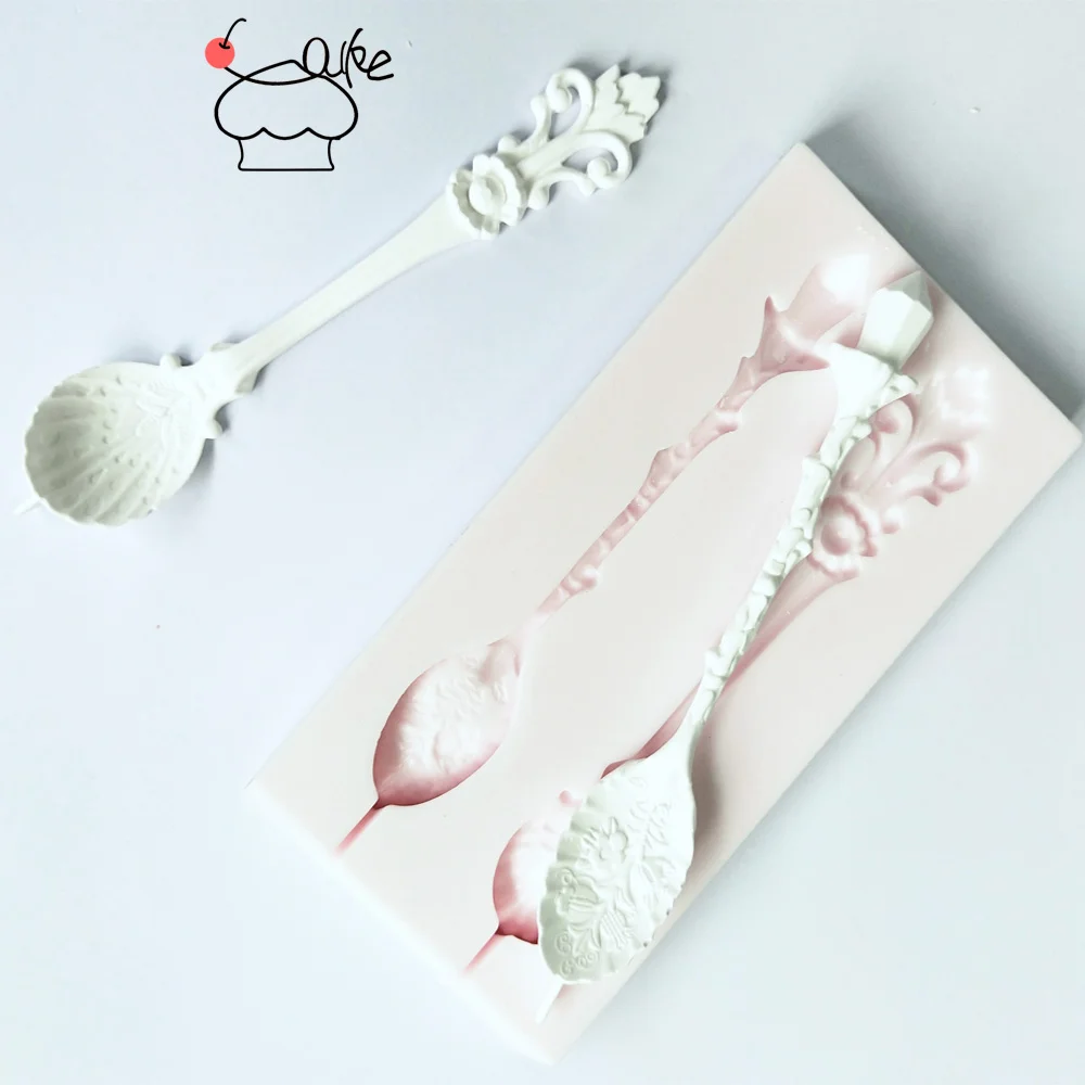 

Aouke Beauty Spoon Shape Silicone Mold Kitchen DIY Cake Baking Tool Chocolate Mold Soft Pottery Clay Plaster Decoration Mold