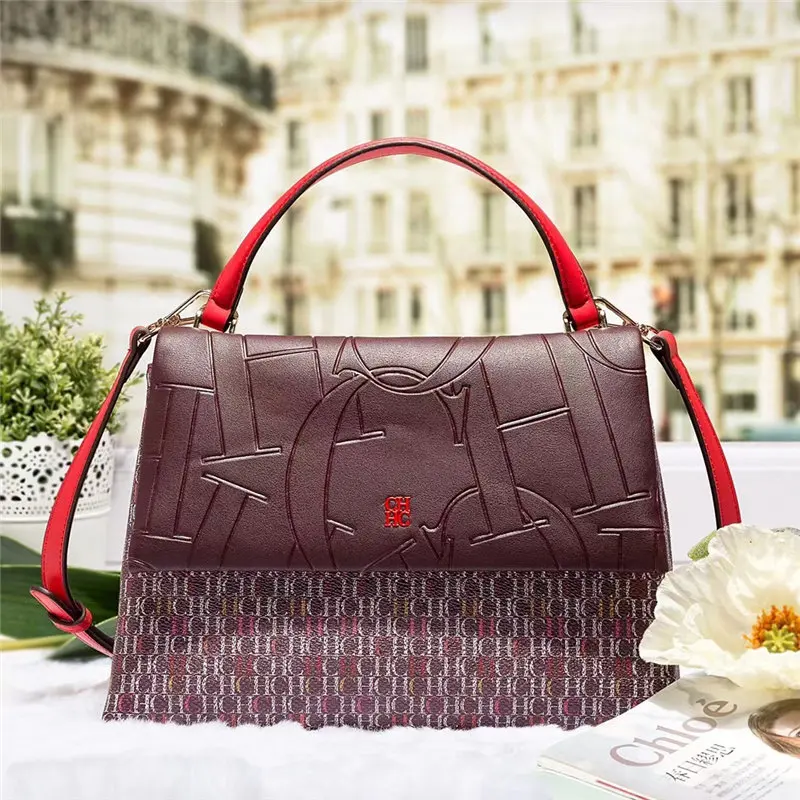 

Top Brand 100% Genuine Leather Metal Buckle Flap Bag 2022 New Famous Designer Fashion Printed Letters CHCH HCHC Tote Bag Onthego