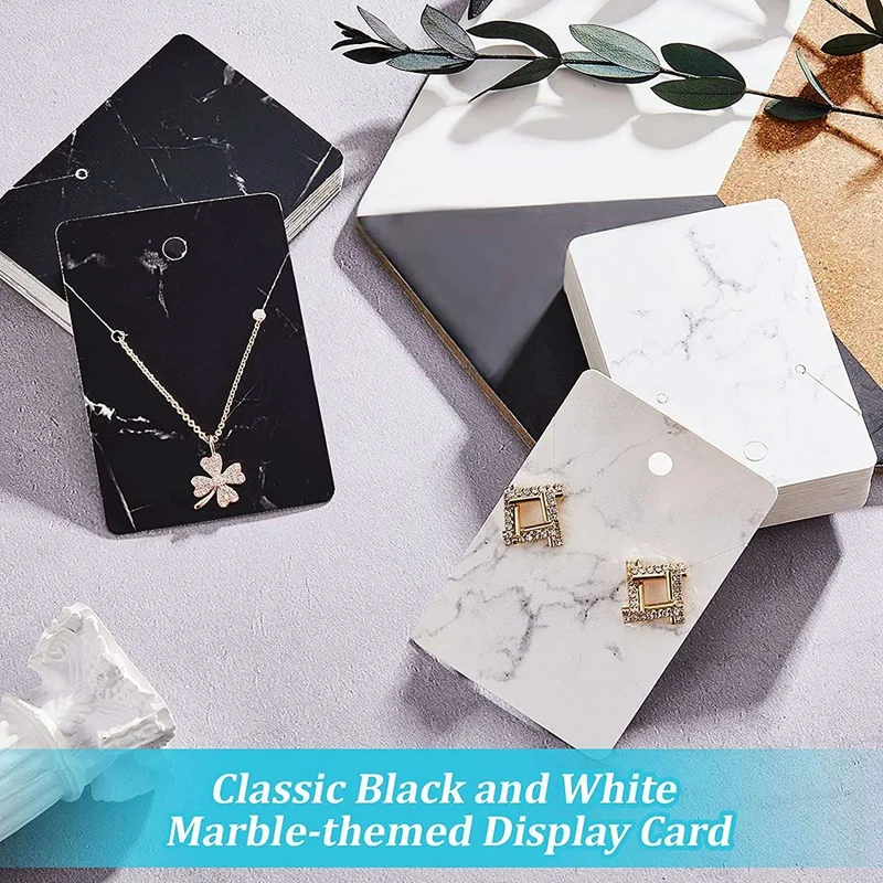 800 Pieces Marble Earring Necklace Display Card Holder Set For Earrings Necklace Jewelry Display,2.8 X 2 Inch, 2 Color