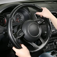 carbon fiber texture steering wheel cover for peugeot 3008 4008 5008 universal four seasons car steering wheel cover anti skid