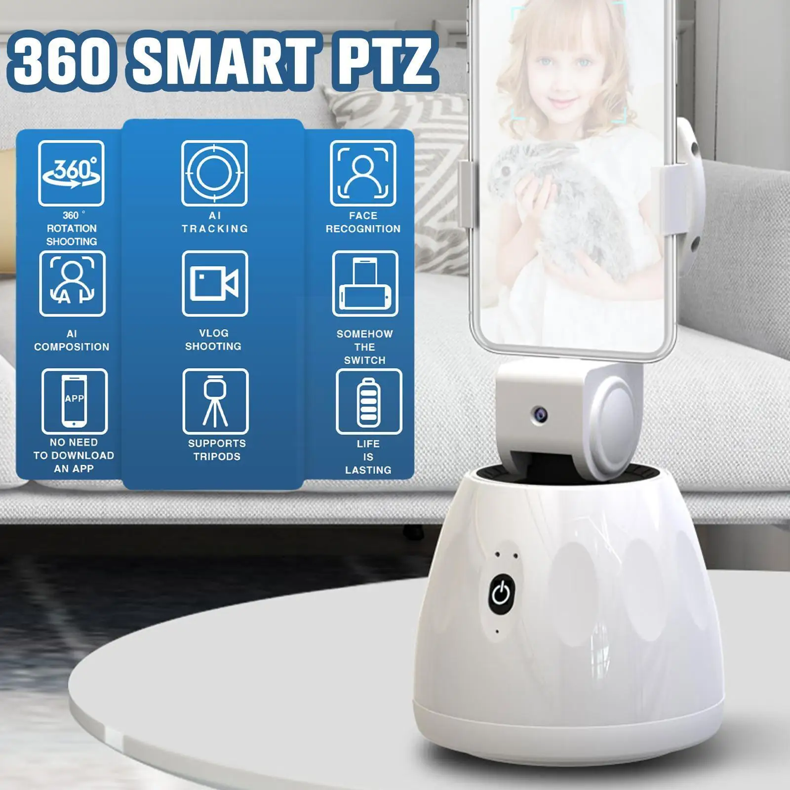 

Smart Face Tracking Phone Holder 360° Rotation Auto Object Shooting Tracking Phone Robot Face Cameraman Smart H4D2