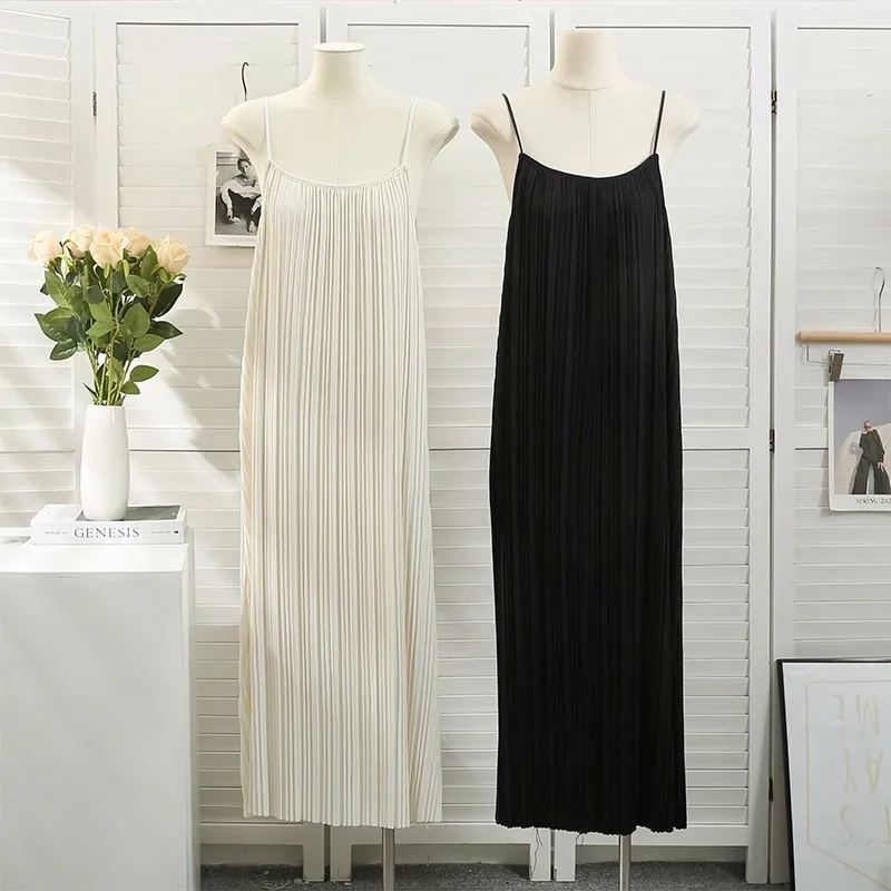 

Женское длинное плиссированное платье на бретелях-спагетти, без рукавов, с открытой спиной