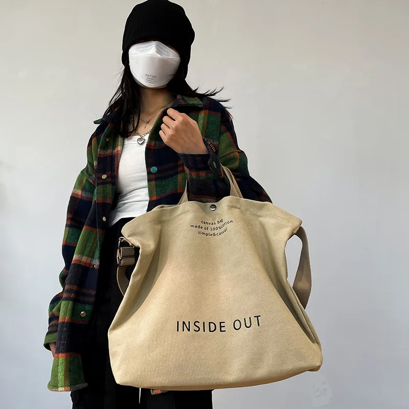 

New Women's Canvas Bag Retro Lazy Casual Crossbody Bag Large Capacity Fashion Versatile Couple Bag