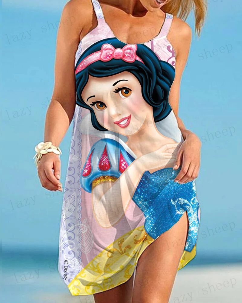 

New Summer Cinderella Dress Women 3D Printing Camisole Dress Slim Elegant Sexy Women Snow White Party Evening Beach Dress