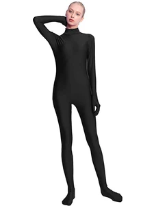 SPEERISE Women Footed Unitard Spandex Bodysuit Zentai Sexy High Neck Full Body Leotard  Dance Lady Catsuit Halloween  Jumpsuit