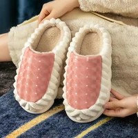 pink comfortable cotton slippers 2022 new women winter home couples non slip room plush slippers mens slippers size 44 45