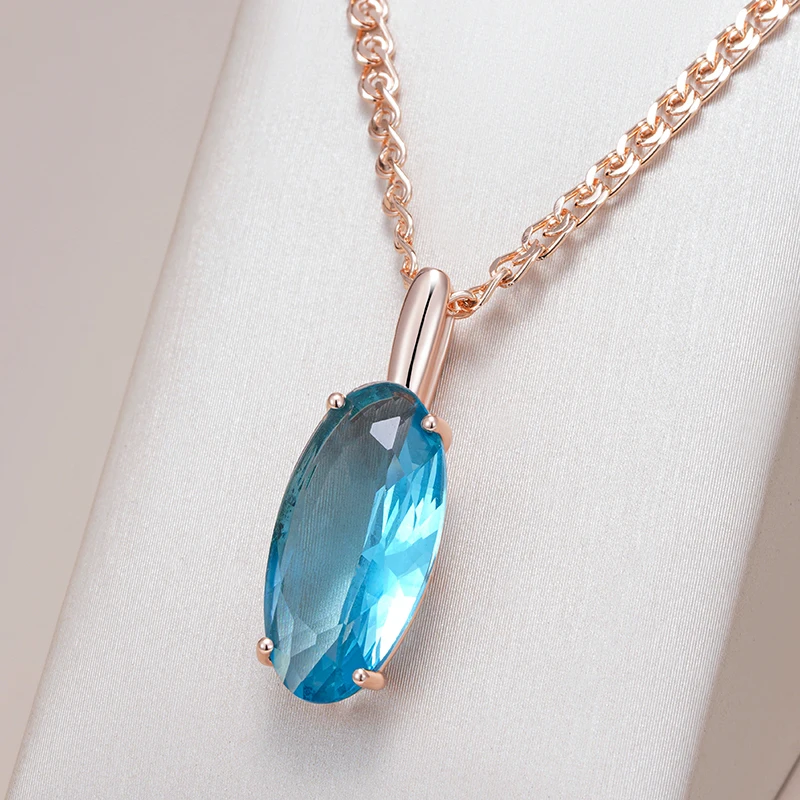 Kinel горячее блестящее синее большое овальное ожерелье с подвеской для женщин