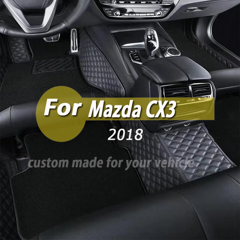 

100%, Кожаный Автомобильный напольный коврик на заказ для Mazda CX3 2018, коврики, коврики, подкладки для ног, аксессуары