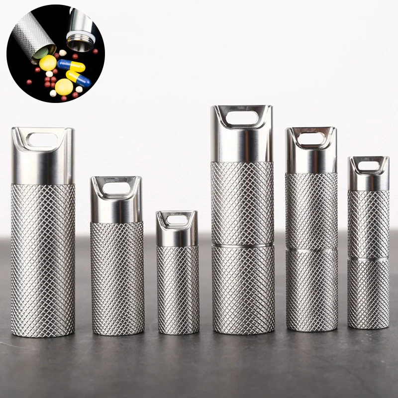 

Mini Titanium Alloy Pill Box Waterproof Capsule Portable Pocket Storage Box EDC Tools Outdoor Travel Camping First Aid Pill Case