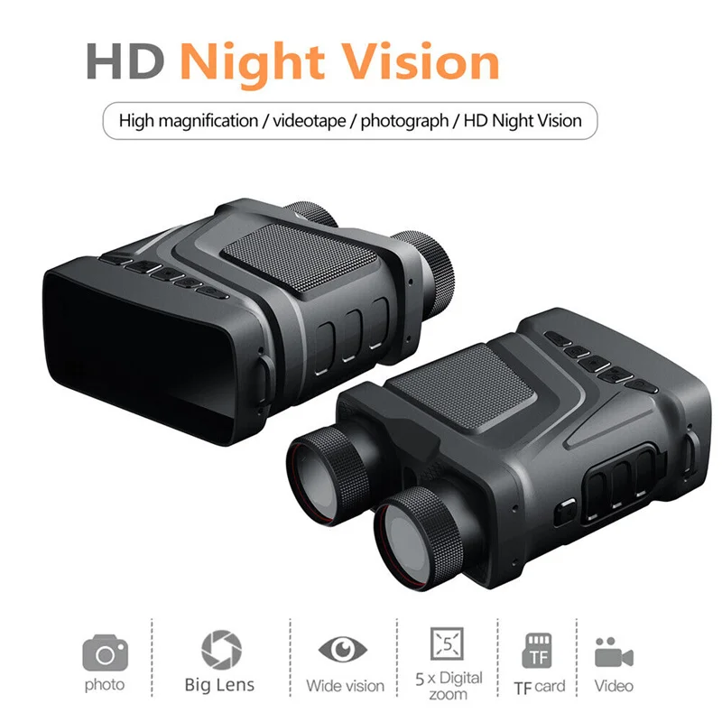 

R12 Binoculars Night Vision Device Rechargeable 6W 850nm Infrared 1080P HD 5X Digital Zoom Hunting Telescope Photo Video Record
