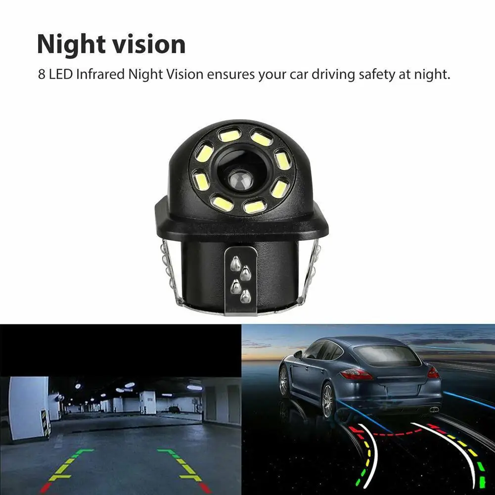 

Car Rear View Camera 8 LED Round Back Up Camera Night Vision Reversing Parking Monitor Waterproof 170 Degree HD Reversing Image