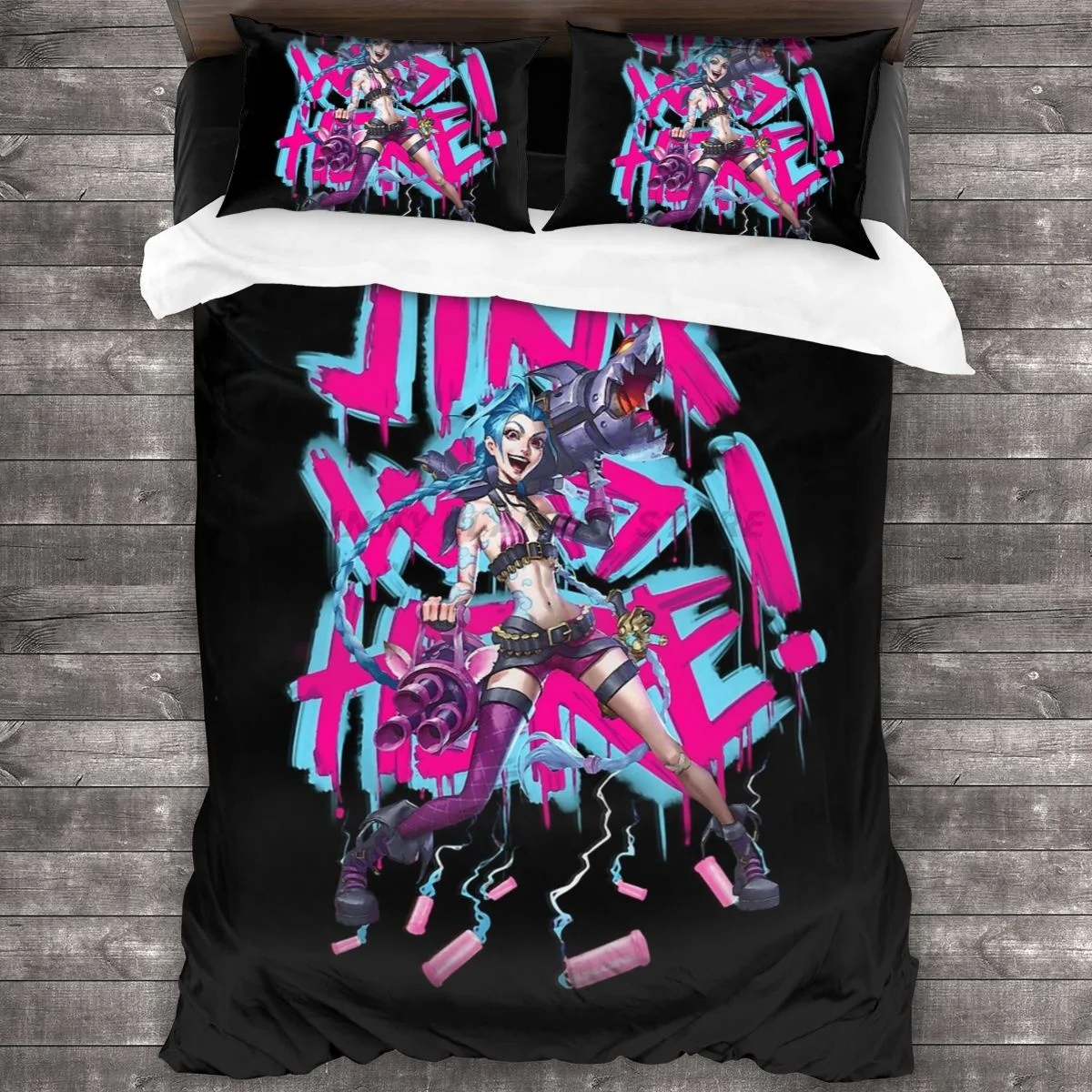 

Jinx Was Here League Of Legends Bedding Set Duvet Cover Pillowcases Comforter Bedding Sets Bedclothes