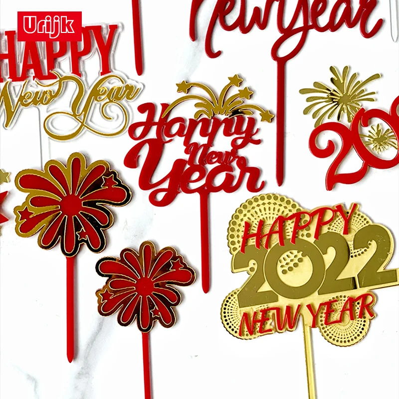

Urijk 1Pc Cake Topper Happy New Year Pink Gold Acrylic Cake Toppers Cake Birthday Party Cake Decorations 2022 Cake Insert