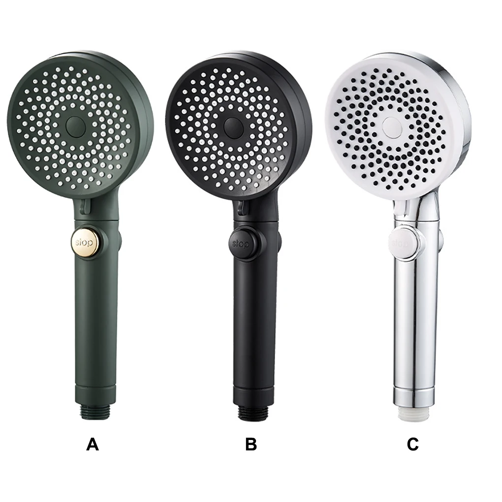 

Handheld Shower Head 3 Modes Bathroom Turbo Fan Showerhead Replacement One-key Stop Bathing Sprayer Household Green