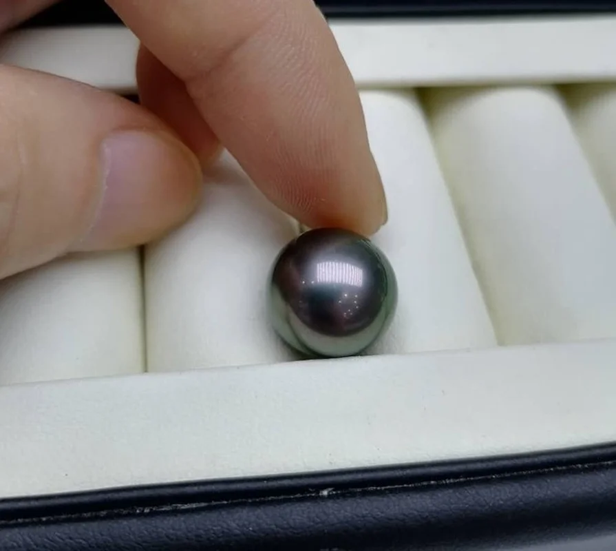 

Huge Charming 11mm Natural Sea Genuine Black Round Loose Pearl Undrilled Gemstones Jewelry احجار كريمة
