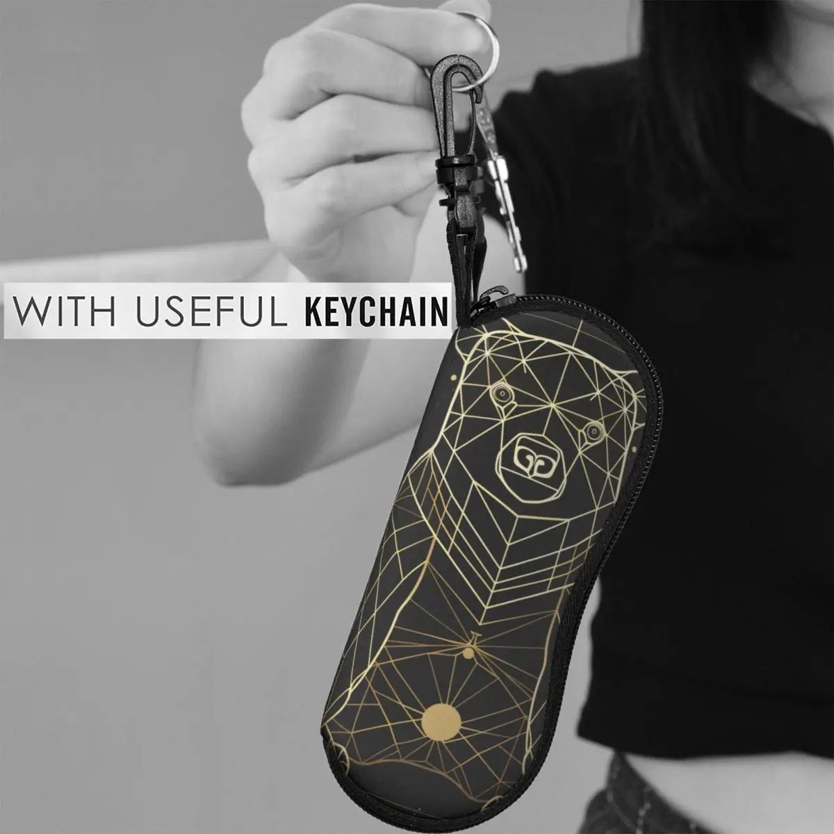 

Bear Glasses Case Cover Astro Geometry Minimalist Art Sunglasses Case Travel Soft Eyewear Bag Zip Men Women Glasses Box