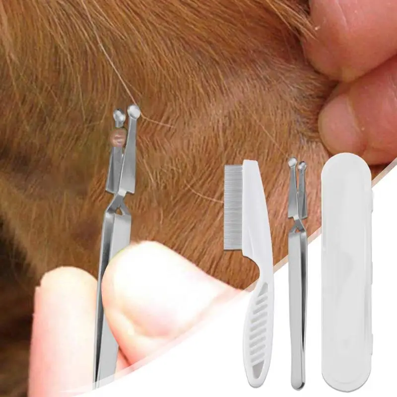 

Quality Stainless Steel Pet Flea Remover Tool Scratching Hook Tweezers Clips Set Cat Dog Tick Removal Tool Pet Grooming Supplies