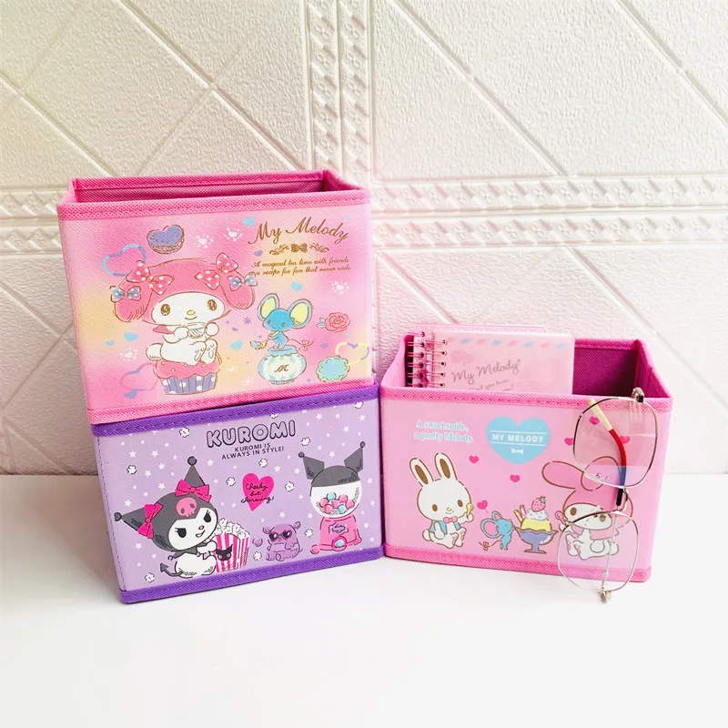 

Kawaii Sanriod аниме серия My Melody Kuromi Hello Kittyd Pu Складная Настольная коробка для хранения Милая мультяшная коробка для продуктов детский подарок