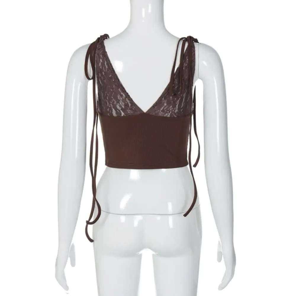 Модный топ из полиэстера с открытой спиной Топ без бретелек облегающий кружевной