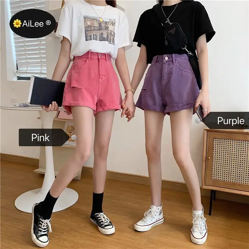 Women Purple Shorts Summer Sexy Jeans Denim Shorts Super Mini Booty Short Club Party Dance Casual Loose Ladies Shorts Plus Size