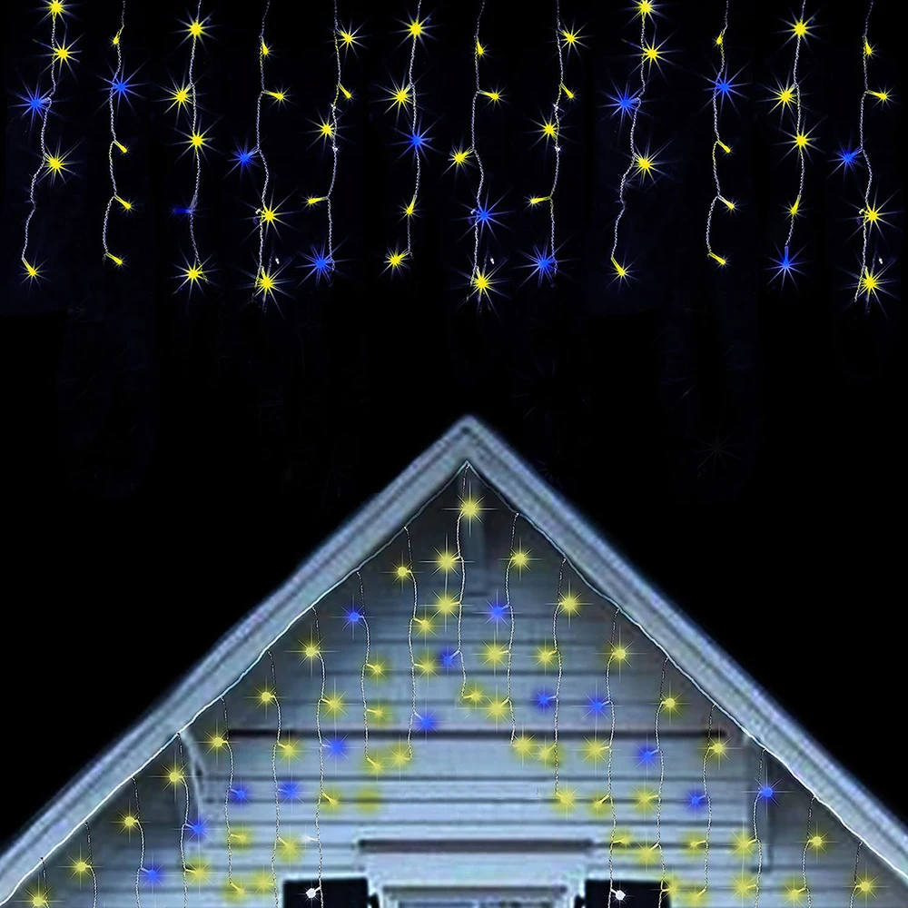 

LED гирлянды-снежинки Topdii 6м/12м теплый белый+синий