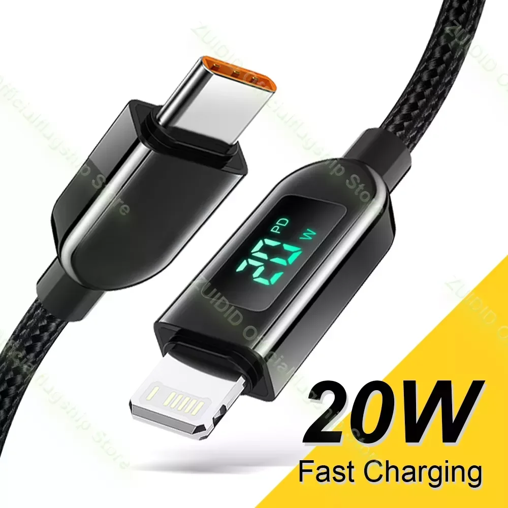

Display USB Type C 11 12 13 Pro Max Mini XS XR X 8 iPad PD20W Fast Charge Charger Lighting Wire Cord 1/2M