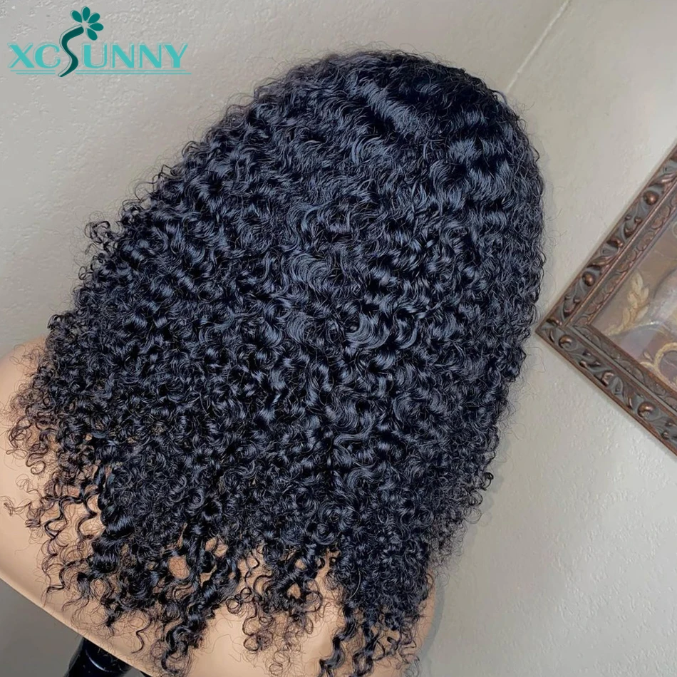 Афро кудрявые вьющиеся парики HD прозрачные на сетке передний парик из