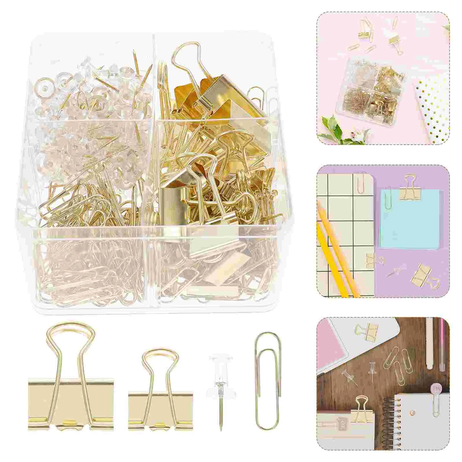 

1 Set Clips Binder Clips Pushpins Alloy Clips Transparent Thumbtacks
