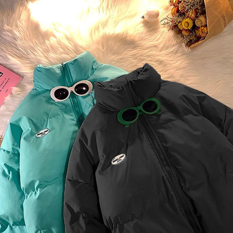 

Autumn and Winter Loose Short Bread Clothe Coat Solid Color Coat Men and Women Casual Thickening Warm Cotton Jacket Couple Model