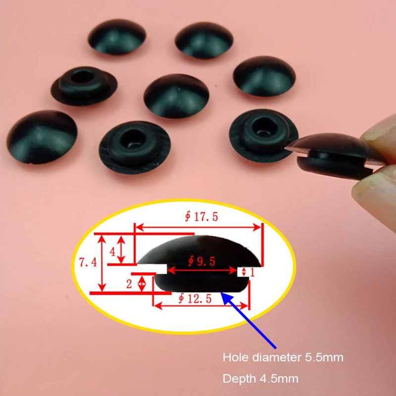 

1/2/5/10PCS 9.5mm Arc Snap-On Silicone Male T Plug Stopper Rubber Gasket Masking Pipe Pung Round HoleTube End Caps Black/White