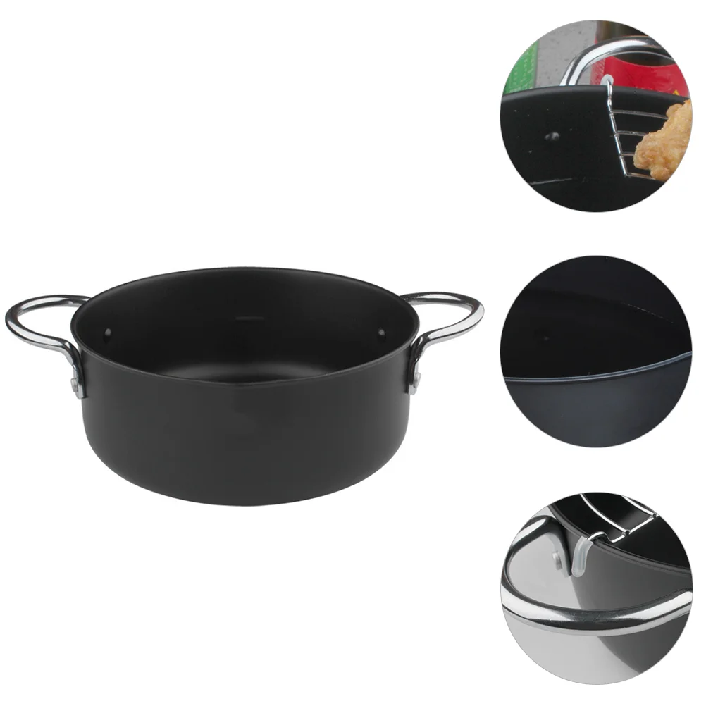 

1 Set Tempura Frying Pot Japanese Style Deep Fryer Pan with Oil Drainer Rack