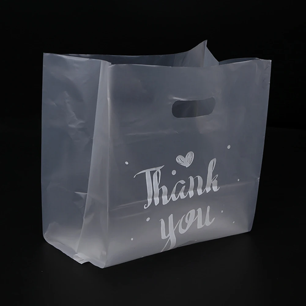 

50PCs/set Thank You Candy Box Gift Bag Shopping Plastic Packaging Bags With Handle For Christmas Party Wedding Favors Decoration