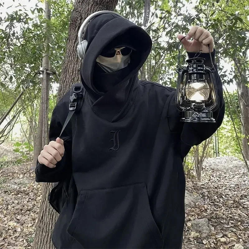 Модная американская толстовка с капюшоном и высоким воротником для мужчин