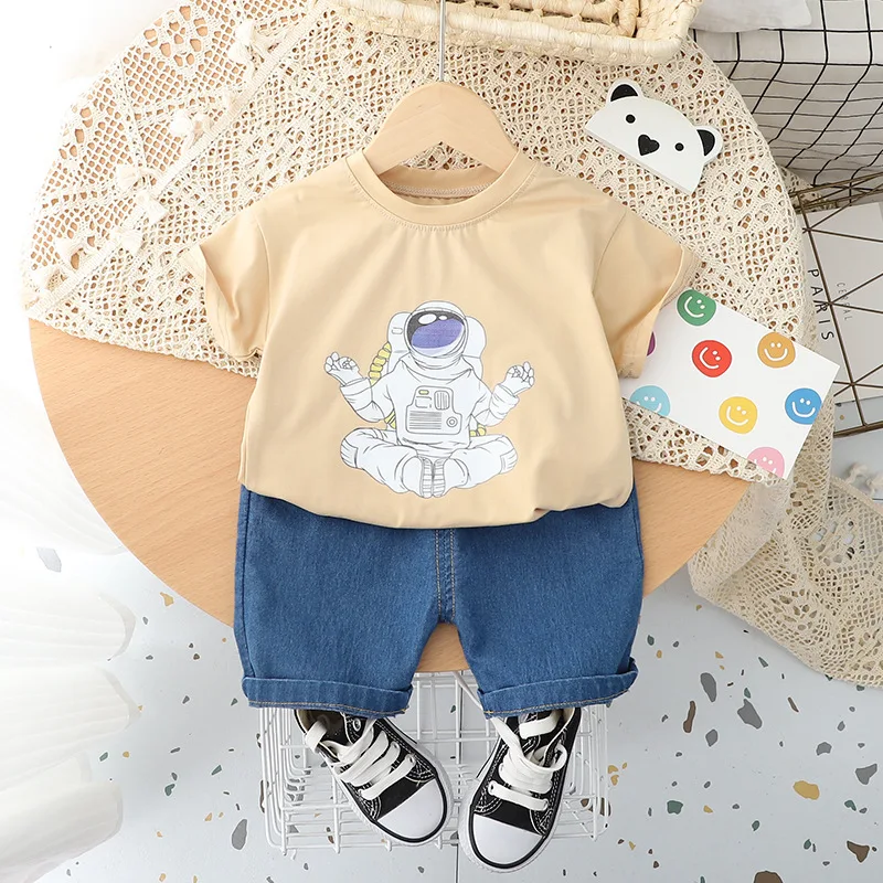 

2 шт., Детская Хлопковая футболка и шорты с мультяшным принтом