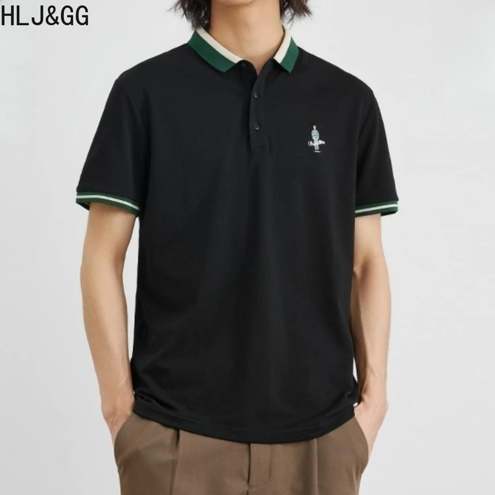 

HLJ&GG Japanese Style Summer Polo Shirts for Men Fashion Embroidery Slim Short Sleeve Man Polo Shirt 2023 New Arrivals Clothing