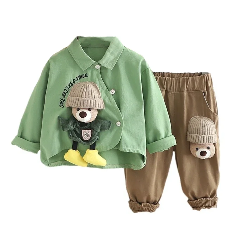 Новая осенняя одежда для малышей детская рубашка с длинными рукавами и брюками